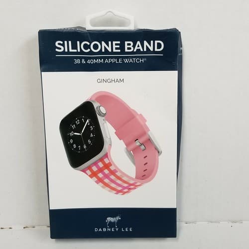 38/40mm Silicone Band for Apple Watch Dabney Lee Gingham Pink New NIB