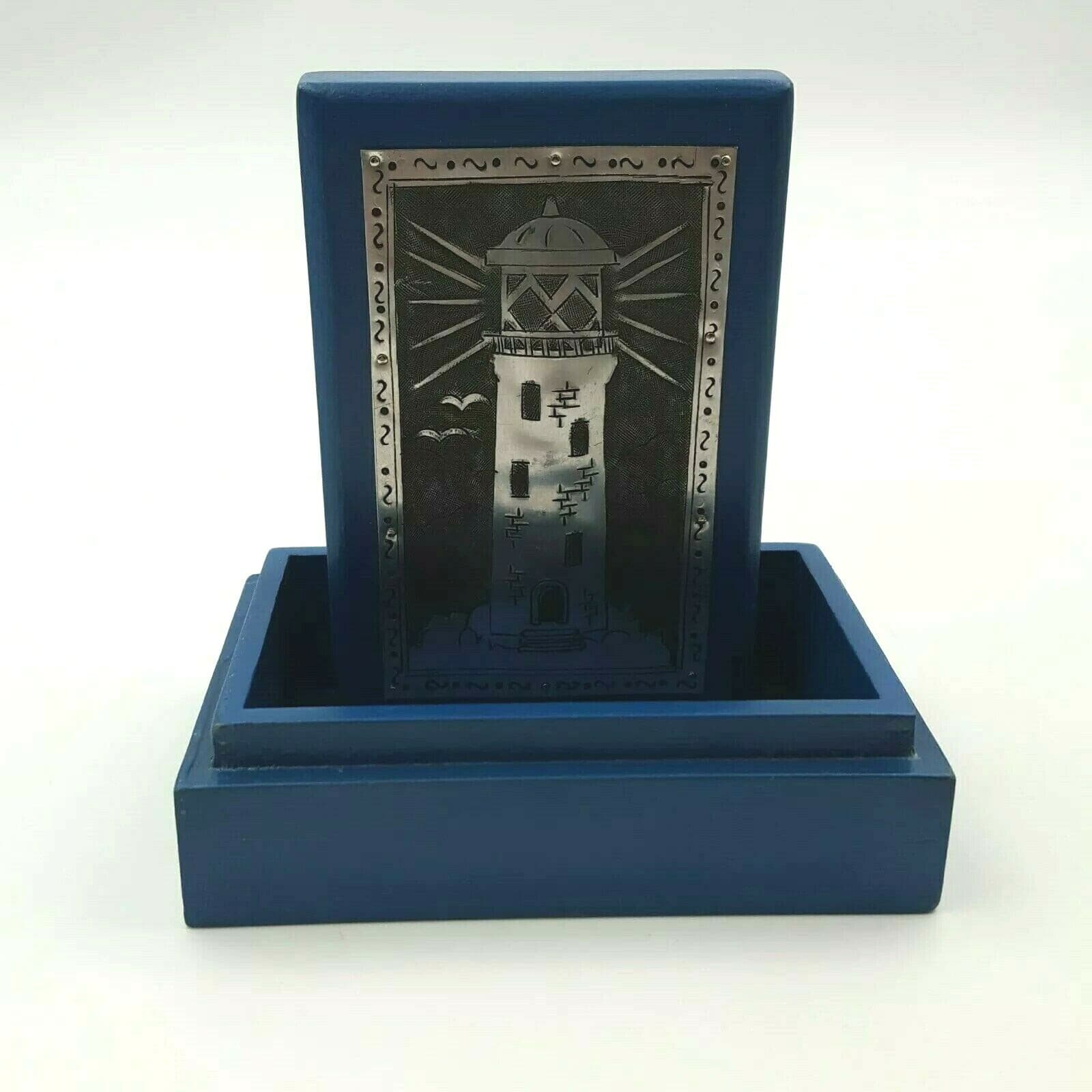Regal Arts & Gifts Handcrafted Home Accents Blue Lighthouse Box Wood & Aluminum - Thumbnail 7