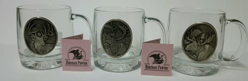 Wildlife Deer Caribou Moose Glass Clear Insulated Cup Mug Heritage Pewter Gift