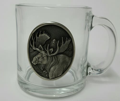 Hummingbird Moose Rhino Glass Clear Insulated Cup Mug Fine Heritage Pewter Gift - Thumbnail 2