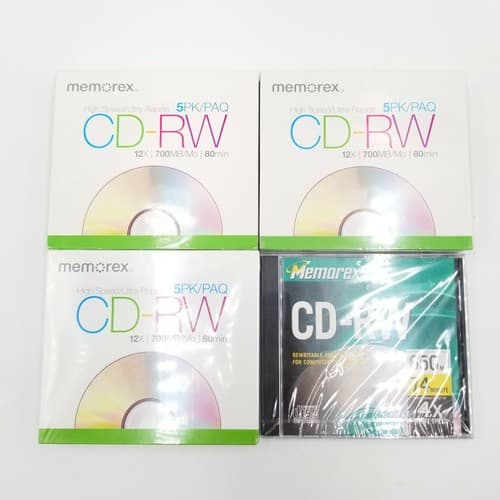 (3) 5 Packs New Memorex High Speed Blank CD-RW 12x 700MB/Mo 80 Min. Sealed Case