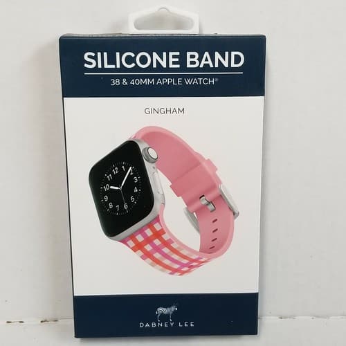 38/40mm Silicone Band for Apple Watch Dabney Lee Gingham Pink New NIB
