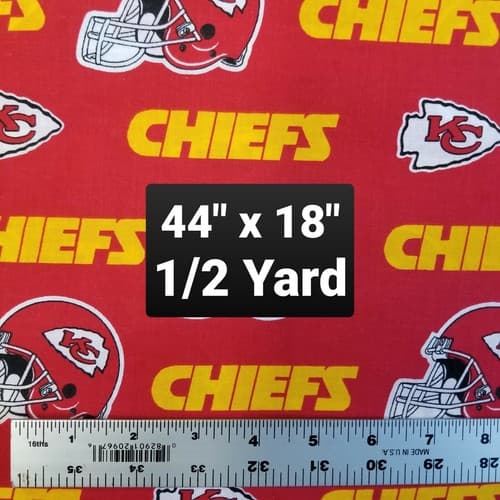 Kansas City Chiefs NFL Fabric Material 100% Cotton 44" x 18" 1/2 Yard Red Helmet