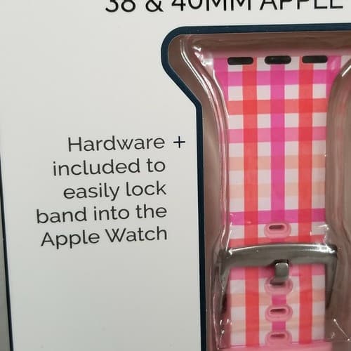 38/40mm Silicone Band for Apple Watch Dabney Lee Gingham Pink New NIB - Thumbnail 5