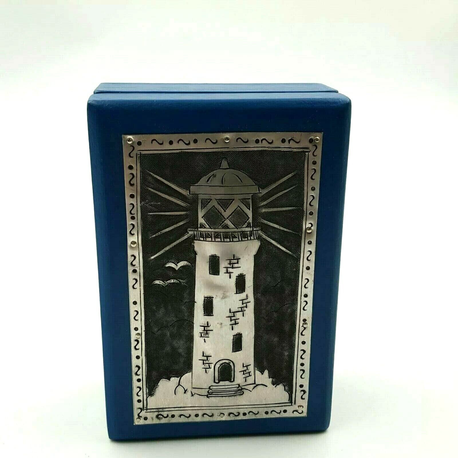 Regal Arts & Gifts Handcrafted Home Accents Blue Lighthouse Box Wood & Aluminum - Thumbnail 8