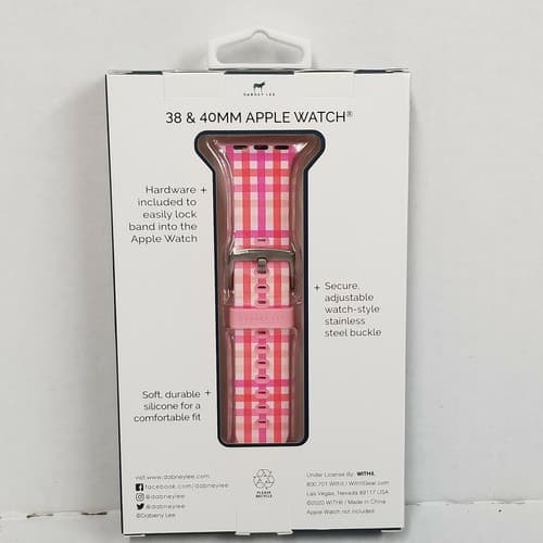 38/40mm Silicone Band for Apple Watch Dabney Lee Gingham Pink New NIB - Thumbnail 2
