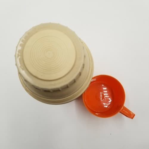 Vintage Thermos with Cap & Cup. Norwich, Conn. made in USA Orange Stopper 722 - Thumbnail 6