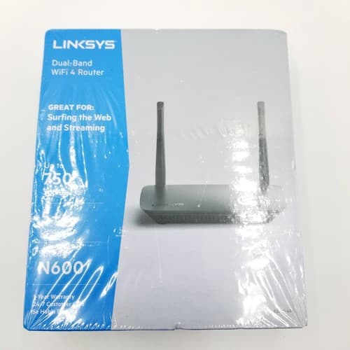 Linksys N600 Dual Band WiFi 4 Router up to 750 Square Feet 5+ Devices Black