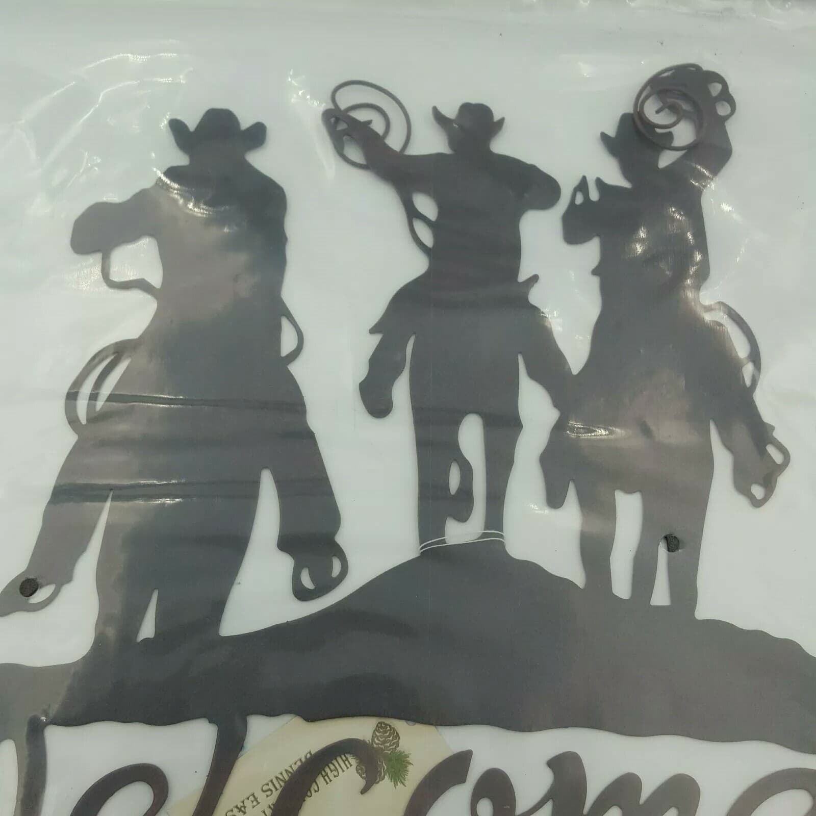 Western Cowboy Horse Roping Welcome Sign High Country By Dennis East Metal Brown - Thumbnail 7