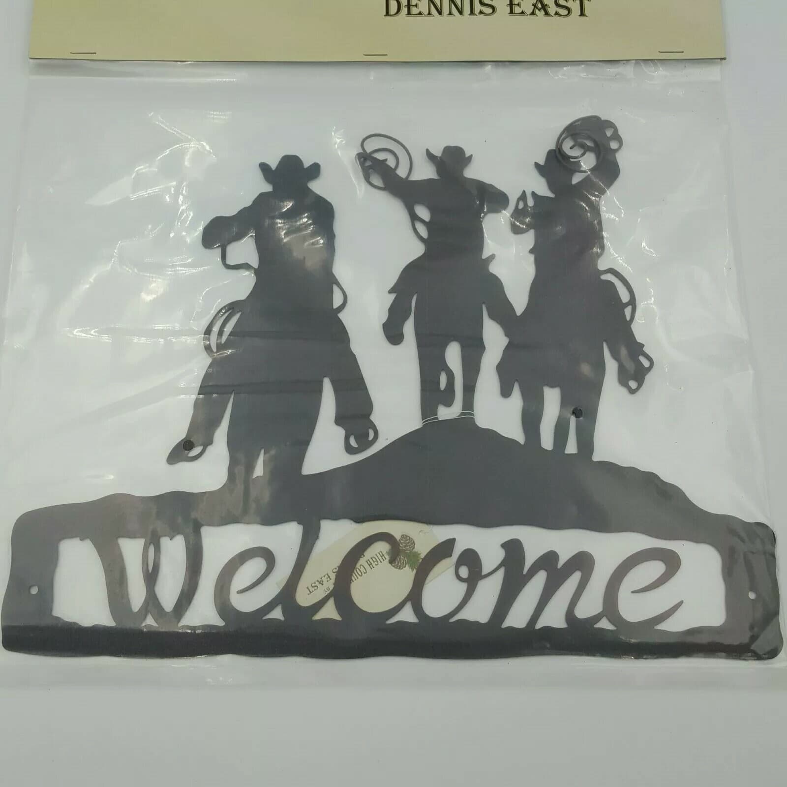Western Cowboy Horse Roping Welcome Sign High Country By Dennis East Metal Brown - Thumbnail 3