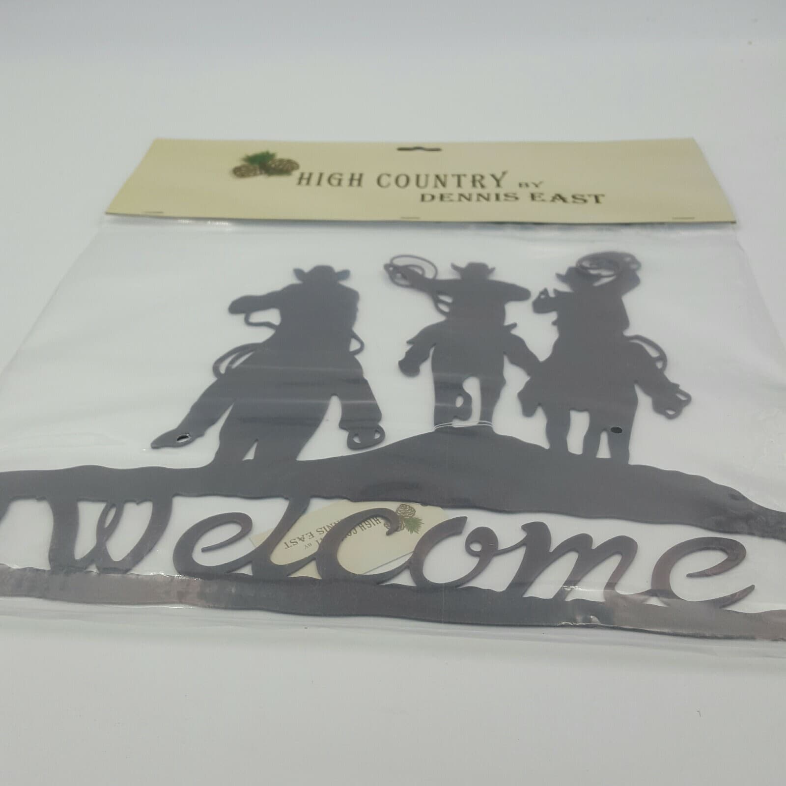 Western Cowboy Horse Roping Welcome Sign High Country By Dennis East Metal Brown - Thumbnail 12