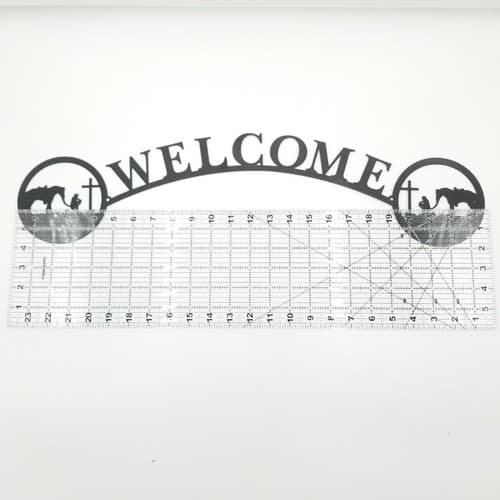 Wall Decor Talking to the Boss Welcome Sign Metal Lodge Cabin Horse Cross - Thumbnail 2
