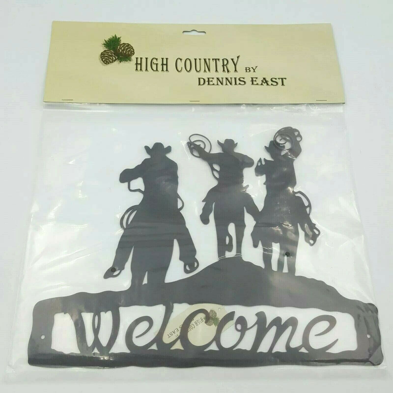 Western Cowboy Horse Roping Welcome Sign High Country By Dennis East Metal Brown - Thumbnail 2