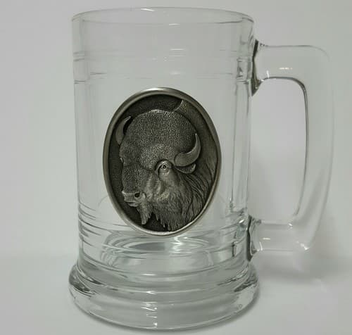 Moose Buffalo 16oz Glass Clear Insulated Cup Mug Fine Heritage Pewter Gift - Thumbnail 10
