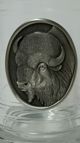 Moose Buffalo 16oz Glass Clear Insulated Cup Mug Fine Heritage Pewter Gift - Thumbnail 11
