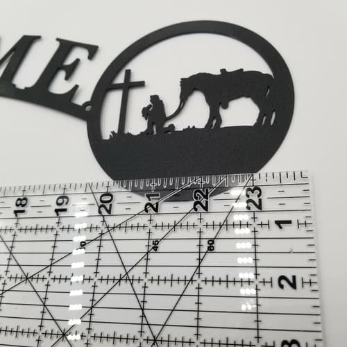 Wall Decor Talking to the Boss Welcome Sign Metal Lodge Cabin Horse Cross - Thumbnail 5
