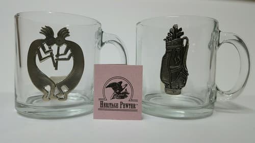 Kokopelli Culture Golf Glass Clear Insulated Cup Mug Fine Heritage Pewter Gift