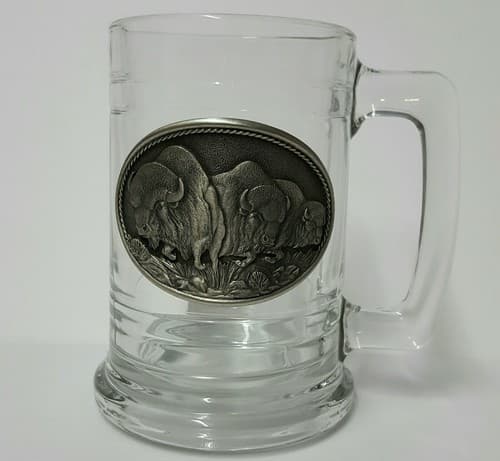 Moose Buffalo 16oz Glass Clear Insulated Cup Mug Fine Heritage Pewter Gift - Thumbnail 6