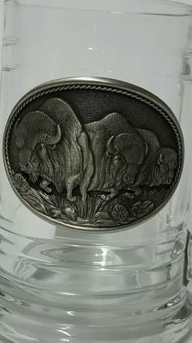 Moose Buffalo 16oz Glass Clear Insulated Cup Mug Fine Heritage Pewter Gift - Thumbnail 7