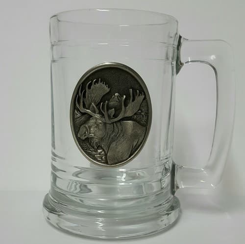 Moose Buffalo 16oz Glass Clear Insulated Cup Mug Fine Heritage Pewter Gift - Thumbnail 2
