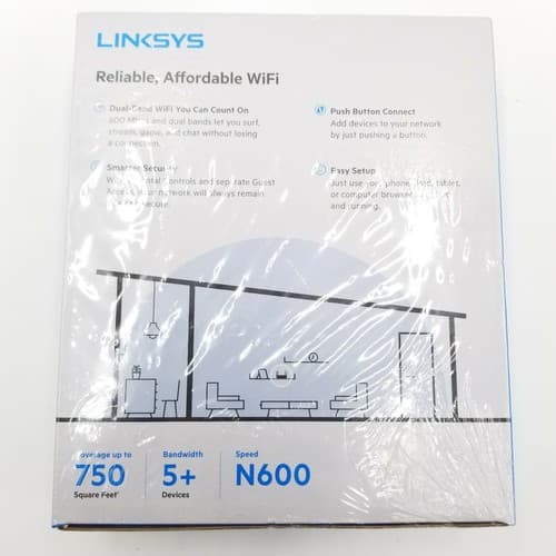 Linksys N600 Dual Band WiFi 4 Router up to 750 Square Feet 5+ Devices Black - Thumbnail 5