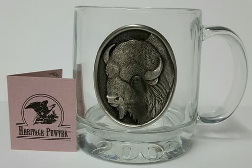 Wildlife Bear Buffalo Glass Clear Insulated Cup Mug Fine Heritage Pewter Gift - Thumbnail 2