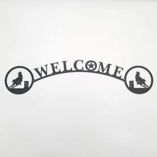 Female Cowgirl Barrel Racing Welcome Sign Metal Lodge Cabin Horse