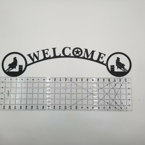Female Cowgirl Barrel Racing Welcome Sign Metal Lodge Cabin Horse - Thumbnail 2