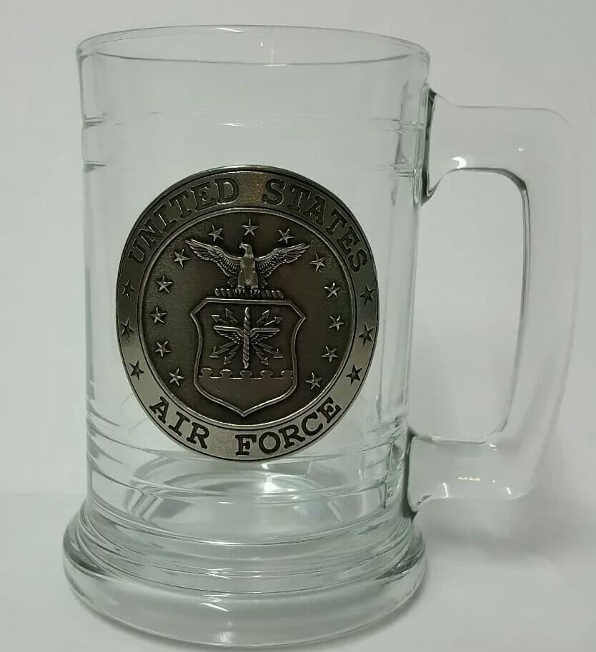 Navy Air Force 16oz Glass Clear Insulated Cup Mug Fine Heritage Pewter Gift - Thumbnail 7