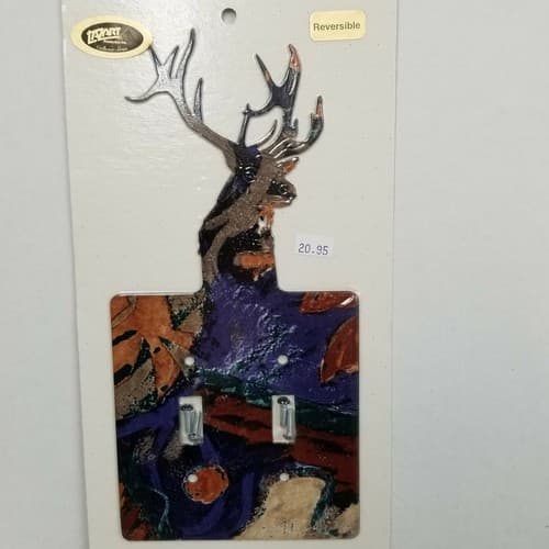 Wildlife Elk Head Double Switch Plate Screws Included Lazart Reversible