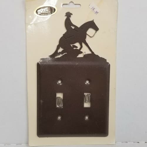 Lazart Horse & Rider Double Switch Plate Screws Included Cabin Lodge Decor