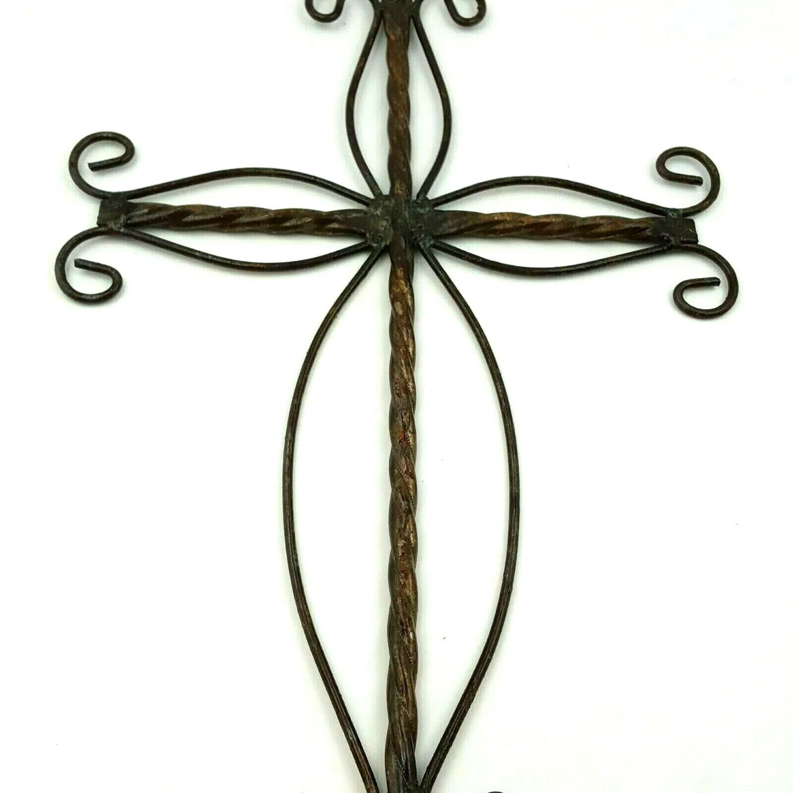 Metal Cross Home Decor Brown Wire Spiral Design Christian Prayer Wall Design - Thumbnail 5