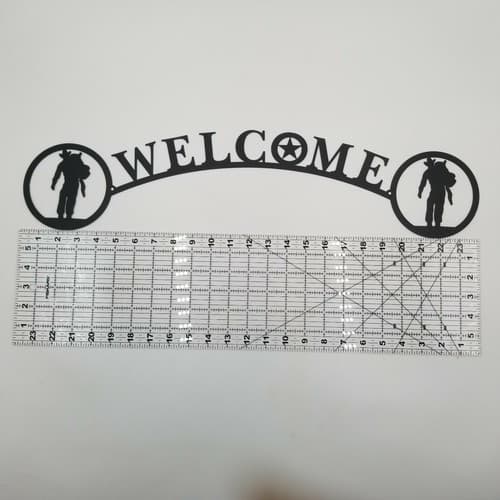 Cowboy Carrying Saddle Welcome Sign Metal Lodge Cabin Home Decor Ranch - Thumbnail 2