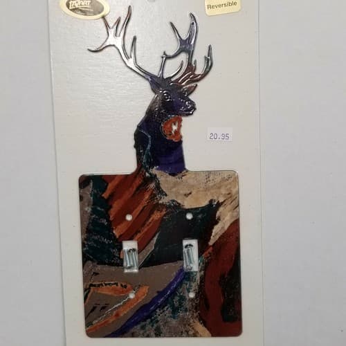 Wildlife Elk Head Double Switch Plate Screws Included Lazart Reversible - Thumbnail 8