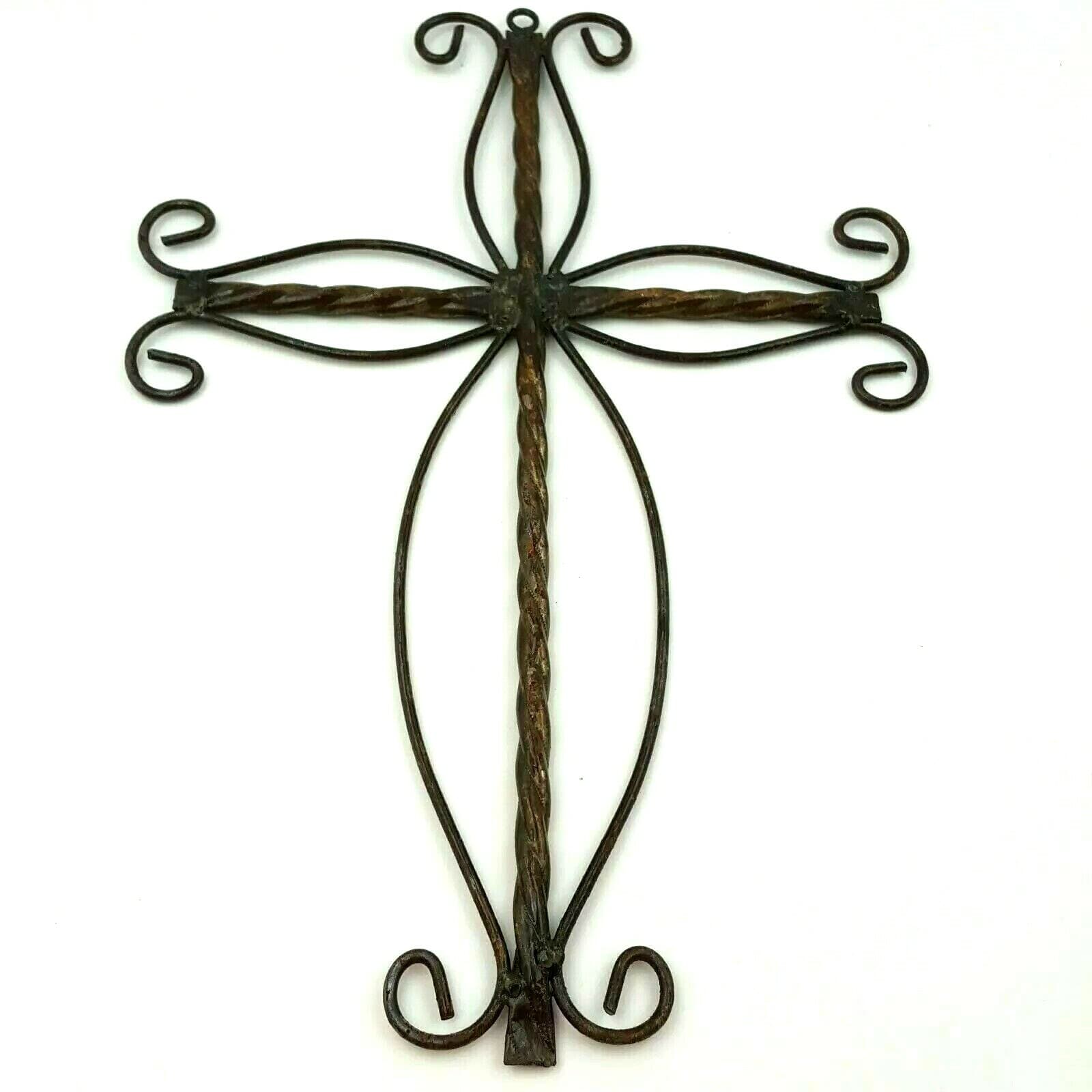 Metal Cross Home Decor Brown Wire Spiral Design Christian Prayer Wall Design - Thumbnail 11