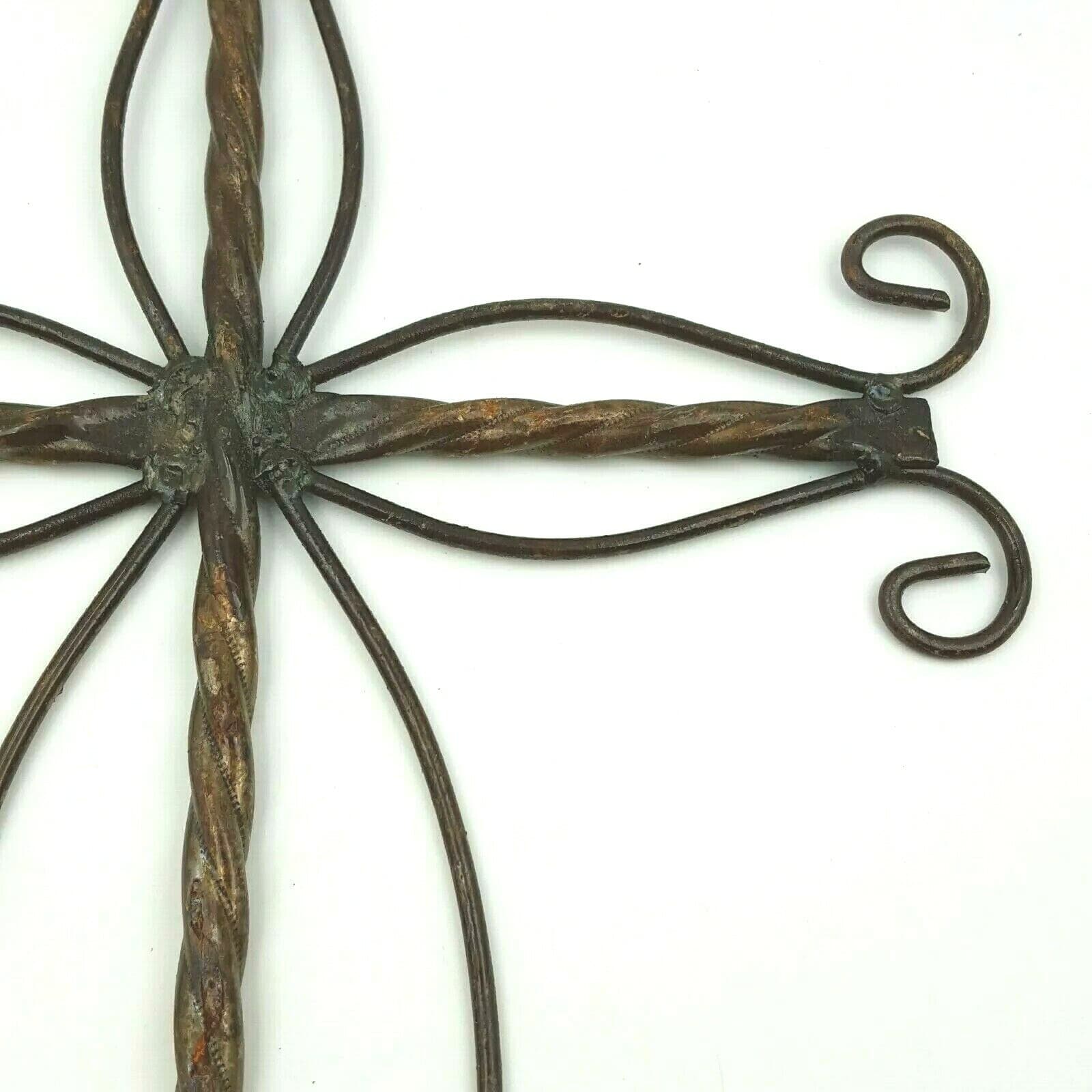 Metal Cross Home Decor Brown Wire Spiral Design Christian Prayer Wall Design - Thumbnail 7