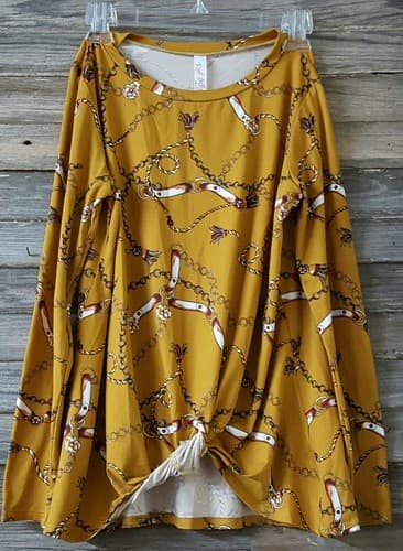 Red Lolly Womens Shirt Size L Dark Yellow Rodeo Tassel Summer Comfortable