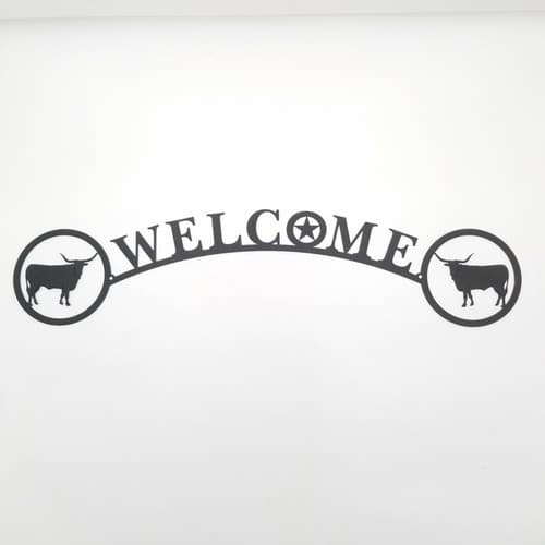 Longhorn Bull Welcome Sign Metal Lodge Cabin Home Decor Farming Ranch