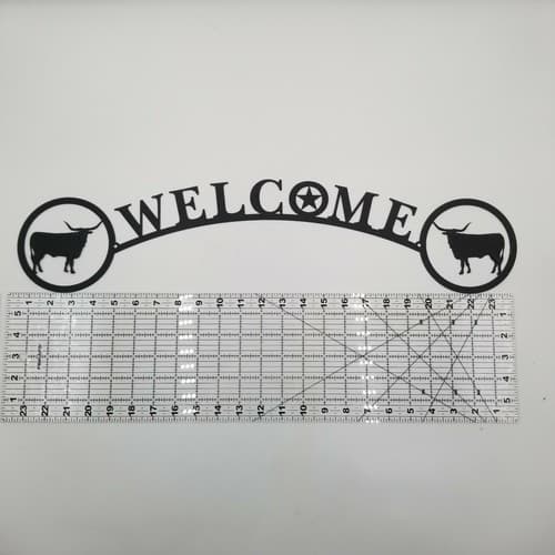 Longhorn Bull Welcome Sign Metal Lodge Cabin Home Decor Farming Ranch - Thumbnail 2