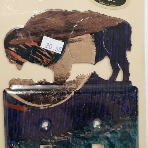 Lazart Buffalo Double Switch Plate Screws Included Home Decor Multicolor Wildlif - Thumbnail 3