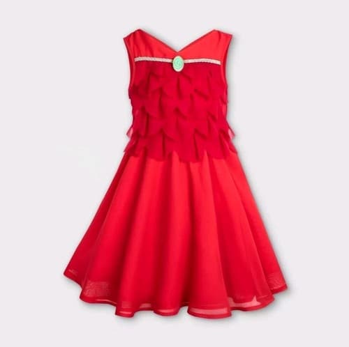 Disney Moana Girls A-Line Sleeveless Ruffle Dress, Red, 11-12