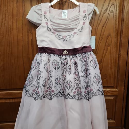 Disney Sleeping Beauty Girls Adaptive Party Dress Ruched Neckline, Pink, Large