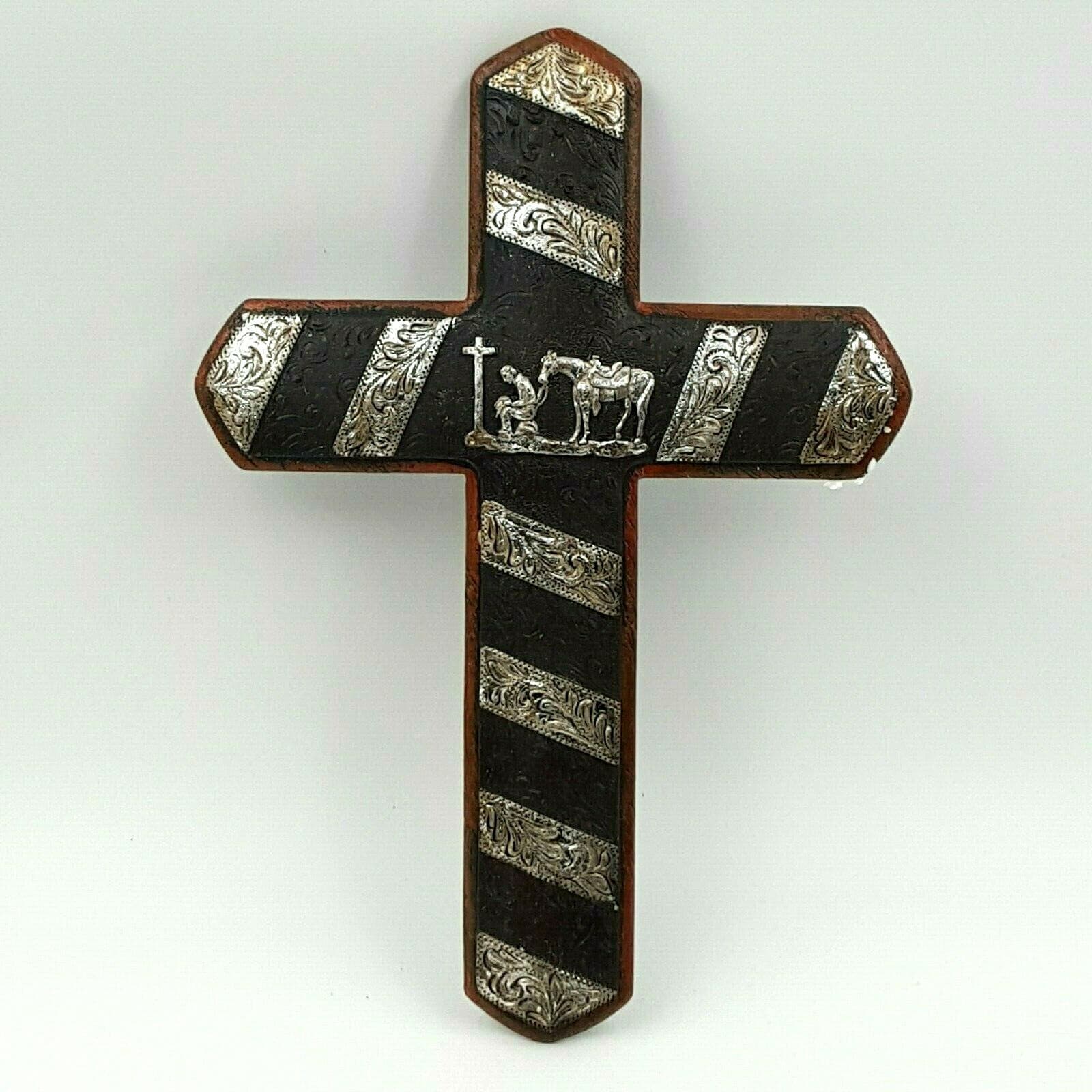 Praying At The Cross Cowboy With Horse Candle and Holder Metal Sign Wood - Thumbnail 8