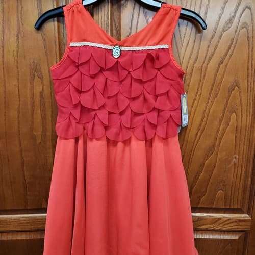 Disney Moana Girls A-Line Sleeveless Ruffle Dress, Red, 7-8 - Thumbnail 2