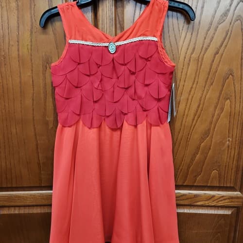 Disney Moana Girls A-Line Sleeveless Ruffle Dress, Red, 9-10 - Thumbnail 2