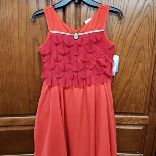 Disney Moana Girls A-Line Sleeveless Ruffle Dress, Red, Size 13 - Thumbnail 2