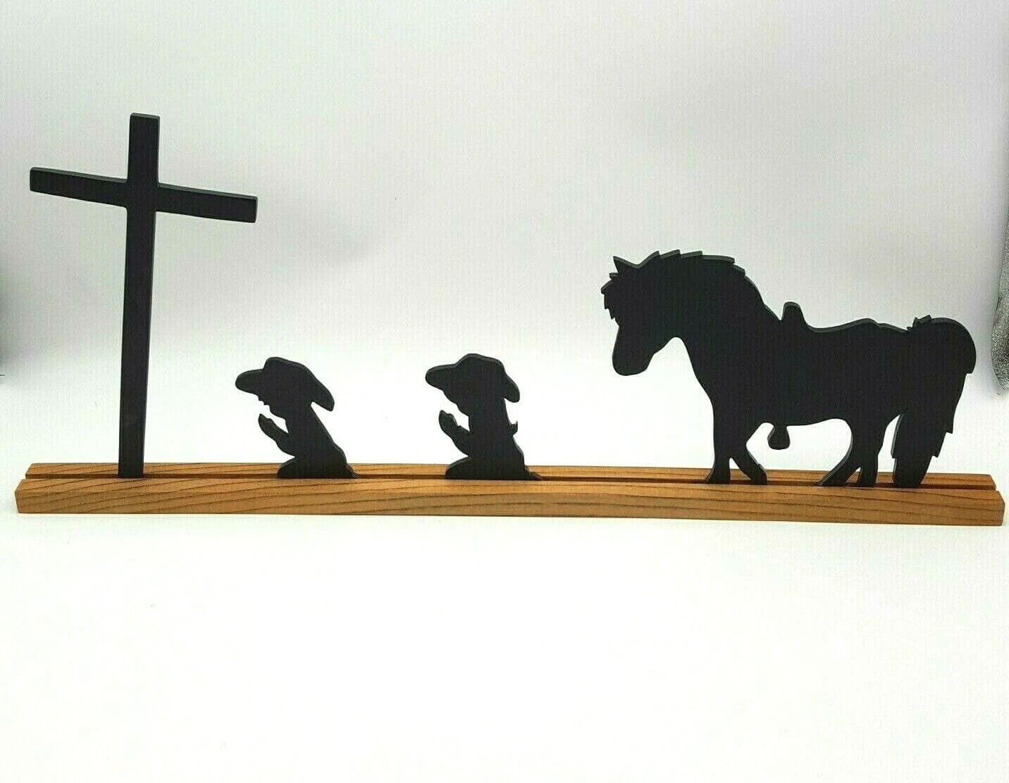Praying Cross Home Decor Cowboy Cowgirl Children Pony Coasters Hanging Sign - Thumbnail 3