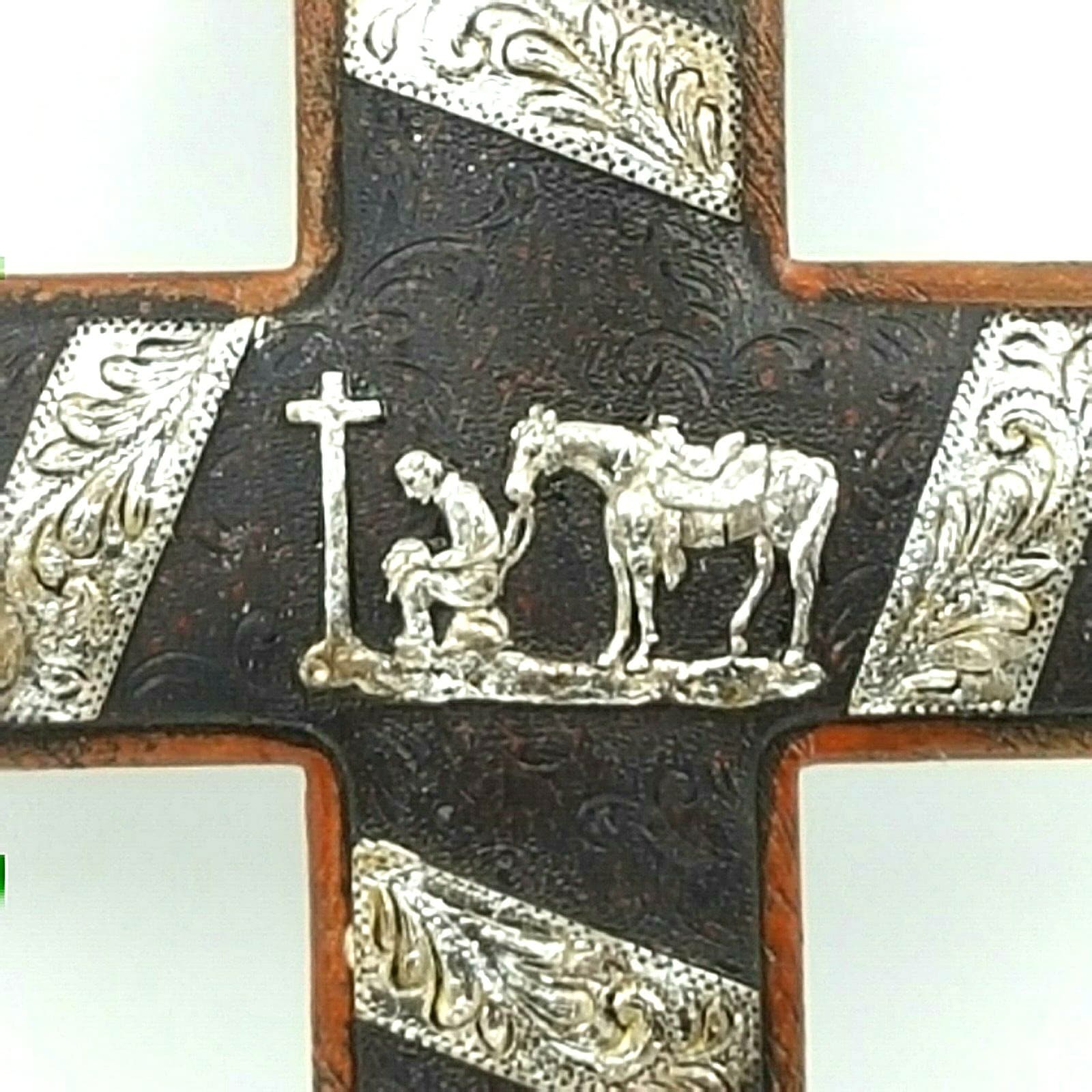Praying At The Cross Cowboy With Horse Candle and Holder Metal Sign Wood - Thumbnail 10