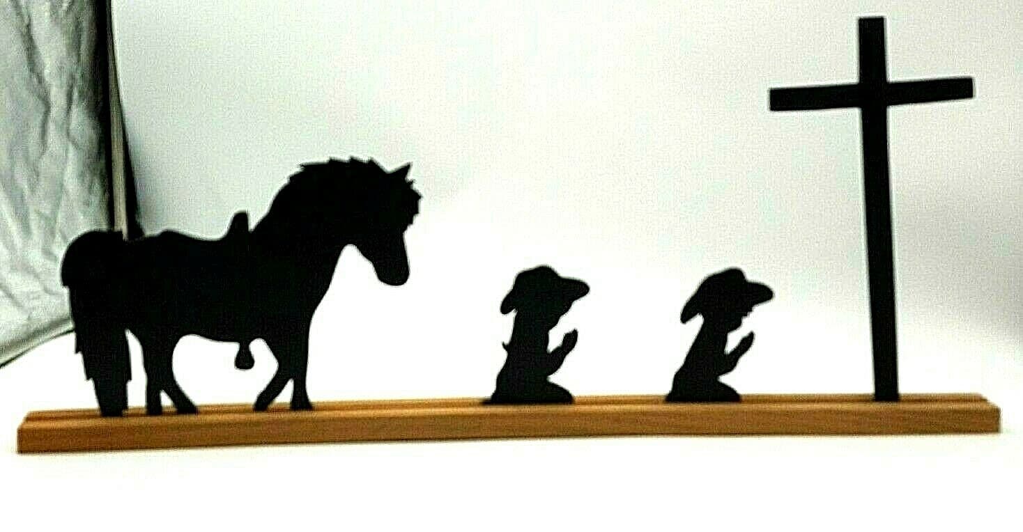 Praying Cross Home Decor Cowboy Cowgirl Children Pony Coasters Hanging Sign - Thumbnail 2
