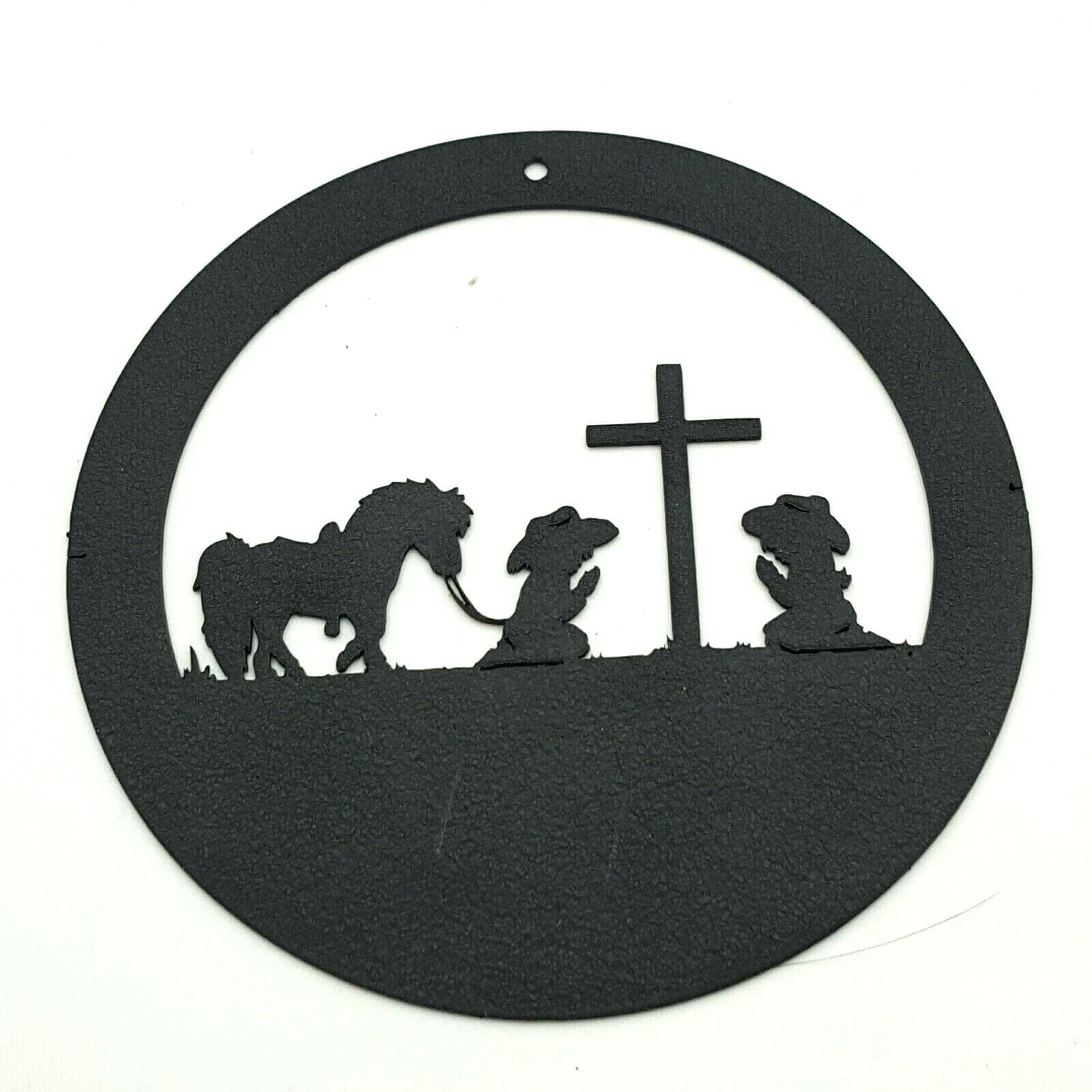 Praying Cross Home Decor Cowboy Cowgirl Children Pony Coasters Hanging Sign - Thumbnail 7